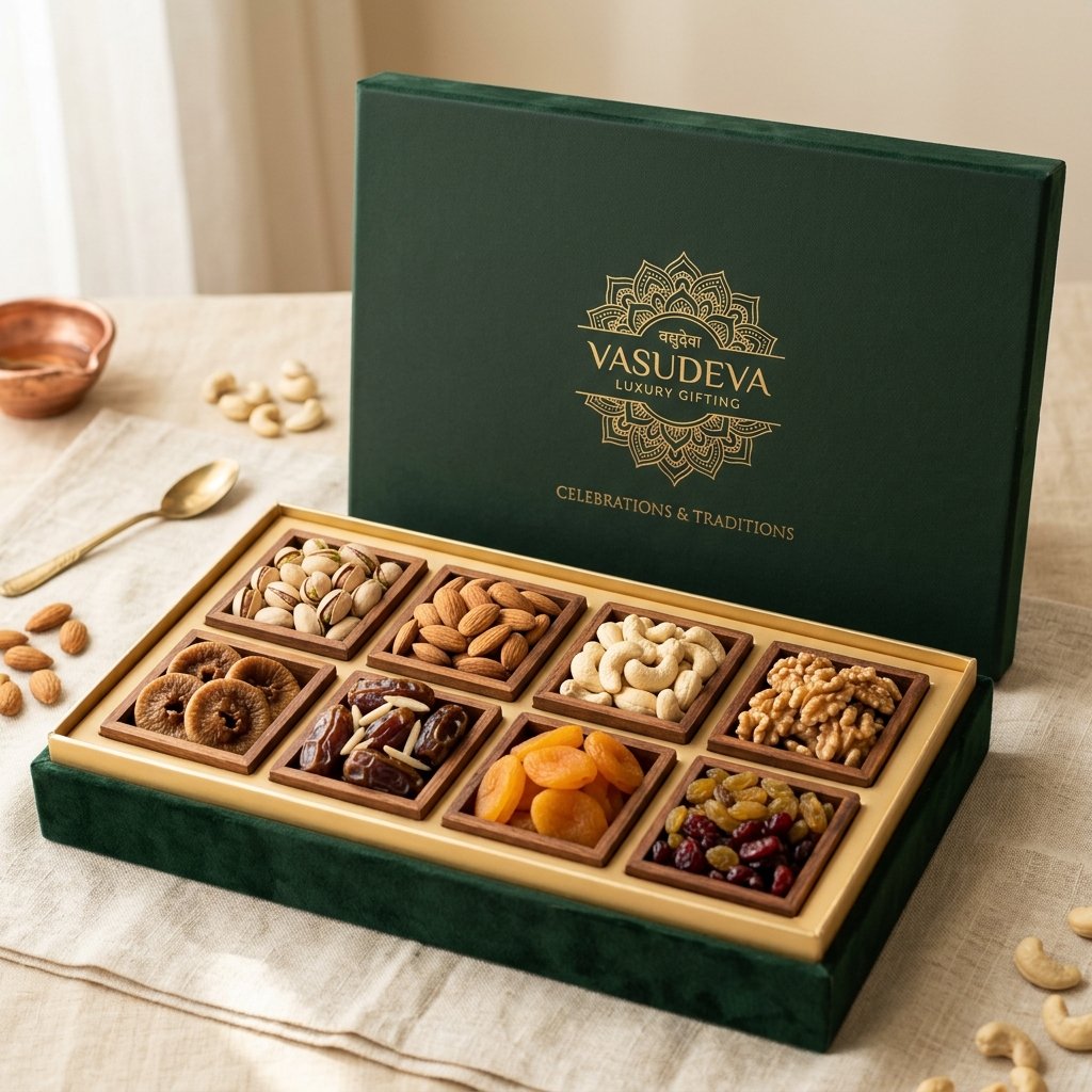 8 Piece Gift Box with 8 compartments of premium dried fruits and nuts